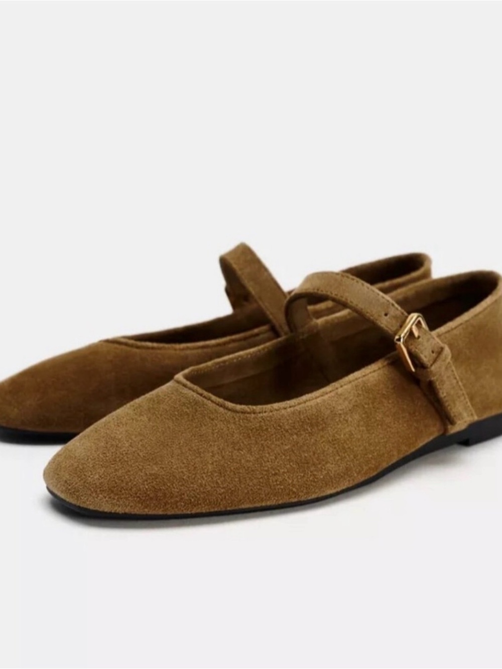 Classic Brown Suede Mary Jane Flats - Women